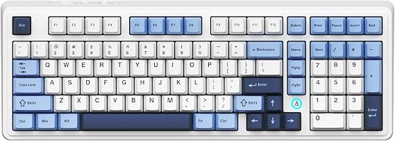ACODEX Ajazz AK980 V2 Blue White Wireless Mechanical Gaming Keyboard,Tri-Mode BT5.0/2.4GHz/USB-C, Hot Swappable RGB Backlit Computer Gaming Keyboards for PC/Tablet/PS/Xbox
