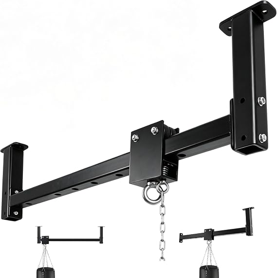 Heavy Bag Hanger Wall Ceiling Mount with Roller System, 300 LB Capacity Adjustable Punching Bag Hanger, Sliding Bracket for Boxing, Kickboxing, MMA Training