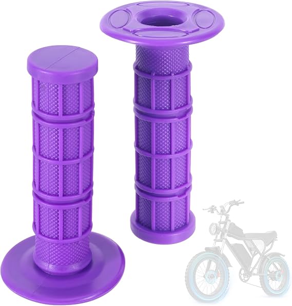 1 Pair eBike Handlebar Grips Compatible with Ridstar q20, 7/8" 22mm 24mm Motorcycle Hand Grips, Soft Rubber Motorcycle Grip, with Non-Slip Half Waffle, Purple Grip for Dirt Bike, Bicycle Accessories