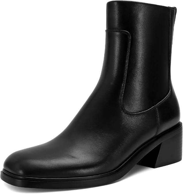 ZJGZF Women Ankle Boots Low Heel Short Booties Fall Winter Square Toe Boots Comfortable with Side Zipper Casual Dessy