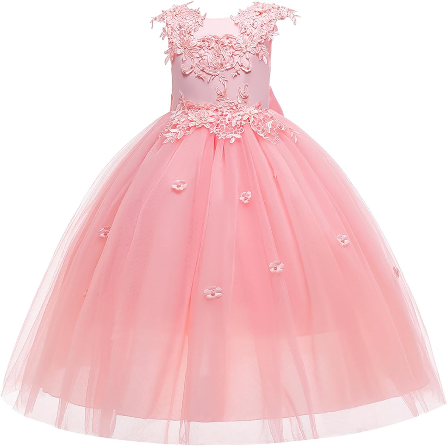 LOLANTA Flower Girl Dresses for Weddings, Kids Prom Party Tulle Puffy Princess Dresses, Girls Occasion Wear PinkWhiteBlue