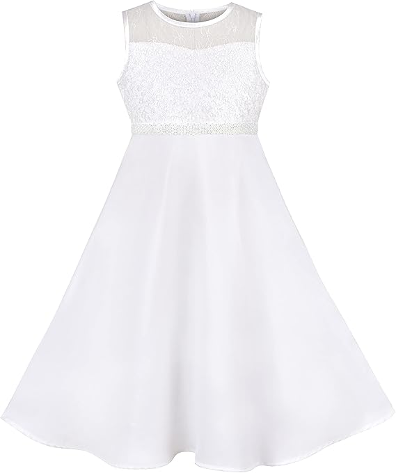 Sunny Fashion Girls Dress Flower Lace Top Burgundy Gradient Skirt Sleeveless Age 6-14 Years