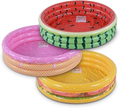 Kiddie Pool, Watermelon Hamburger Ice Cream 3 Pack Inflatable Pool for Kids, Inflatable Swimming Pool, Water Pool in Summer, Pit Ball Pool of 45 Inches