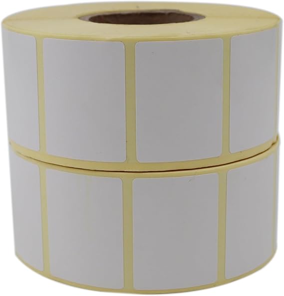 Coated Label 1500x2 Pieces in 40mm x 30mm Roll 2 Rolls 40mm Skittle Diameter Unprinted Barcode Printer Label