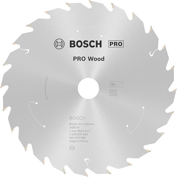 Bosch 1 x PRO Wood circular saw blade for cordless circular saws (soft wood, hard wood, diameter mm, professional accessory, circular saw)