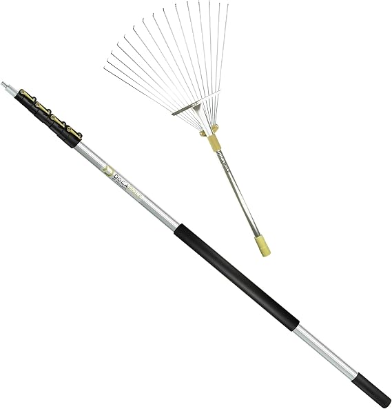 DOCA Gardening Tools 6-24 Ft - Extension Pole for Tree Trimming, Fruit Picker, Roof Rake for Leaves - Roof Rake