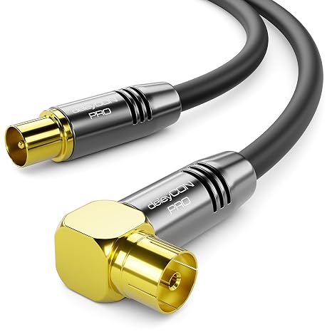 deleyCON 1 m 4K TV Antenna Cable Coaxial Cable 90° IEC - Black