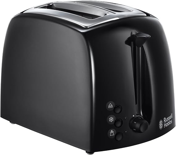 Russell Hobbs Textures 2 Slice Toaster, Extra Wide Slots, 850W, Black
