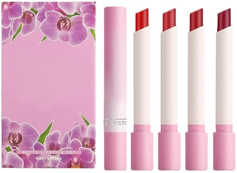 Mini Matte Red Lipstick 4 Pack Sets Lip Kit Long Lasting Waterproof Lipstick Women Make up Women Make up Velvet Cosmetic Lipsticks (Purple)