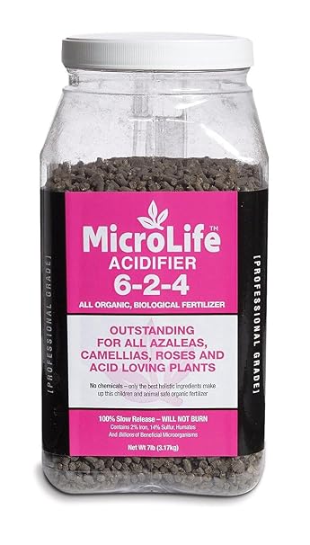 MicroLife Acidifier (6-2-4) Professional Grade Granular Organic Fertilizer (for Acid Loving Plants) Roses Blueberries Azaleas Camellias, 7 LBS
