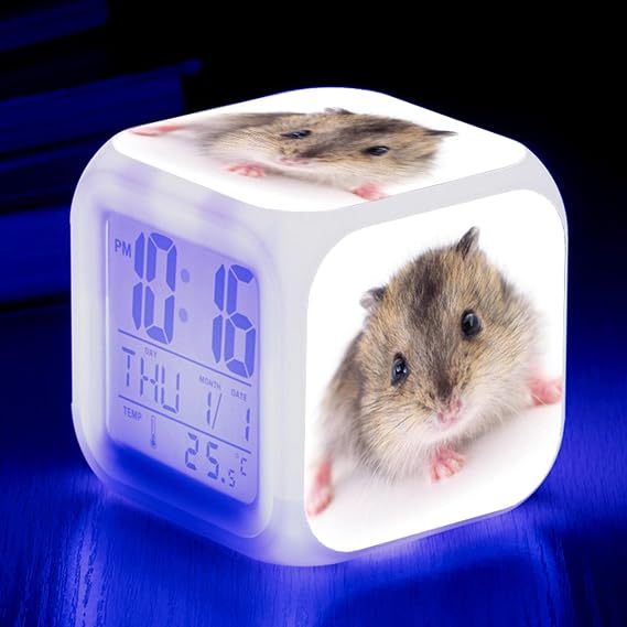 Hamster Alarm Clock Personalized Photo Wake Up Light LED Color Changing Digital Alarm Clock Kids Room Luminous Electronic Clock Kids Gift B