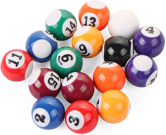 EVERMARKET 16-Piece Mini Billiard Balls Set – 25mm (0.98") Small Pool Balls for Table Games, Travel & Family Fun