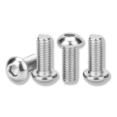 Metuja M6-1.0x10mm Button Head Socket Cap Bolts Screws50pcs, Stainless Steel, Full Thread, Silver, Allen Hex Drive