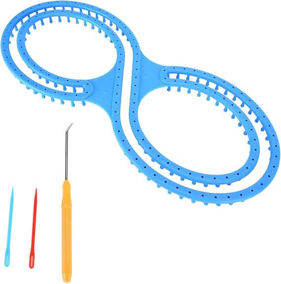 01 02 015 Kit, Knitting Set 8 Shape Blue Plastic Complete Tools for Scarf, Socks and Blanket