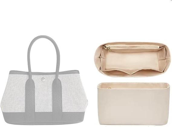 Organizer Insert Compatible with Hermes Handbags, Nylon Organizer Insert for Garden Party 23/30/36(White Insert for 23)