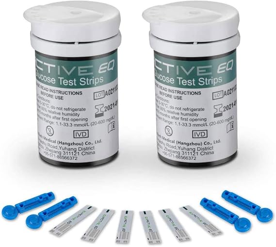 Diabetes Test Strips Blood Glucose Test Strips x 50 & Diabetes Lancets x 50, Blood Glucose Strips, Blood Sugar Test Strips for UK Diabetics in mmol/L (Compatible with Exactive EQ Impulse)