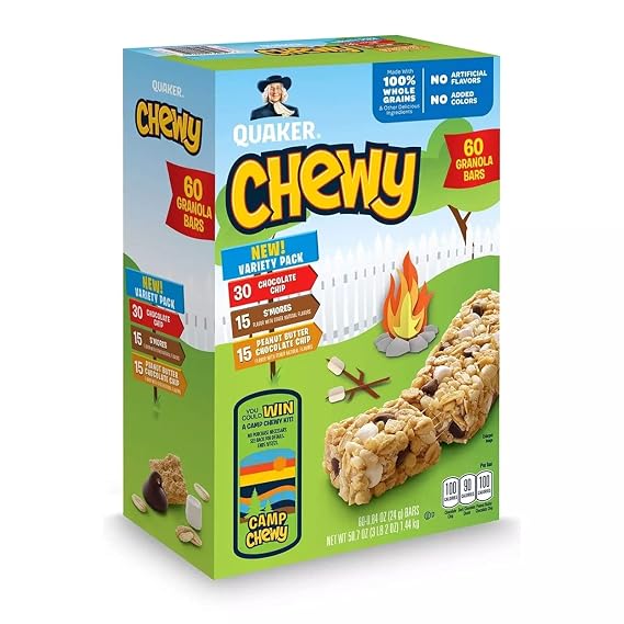 Quaker Camp Chewy Granola Bars Variety Pack (60 Count)