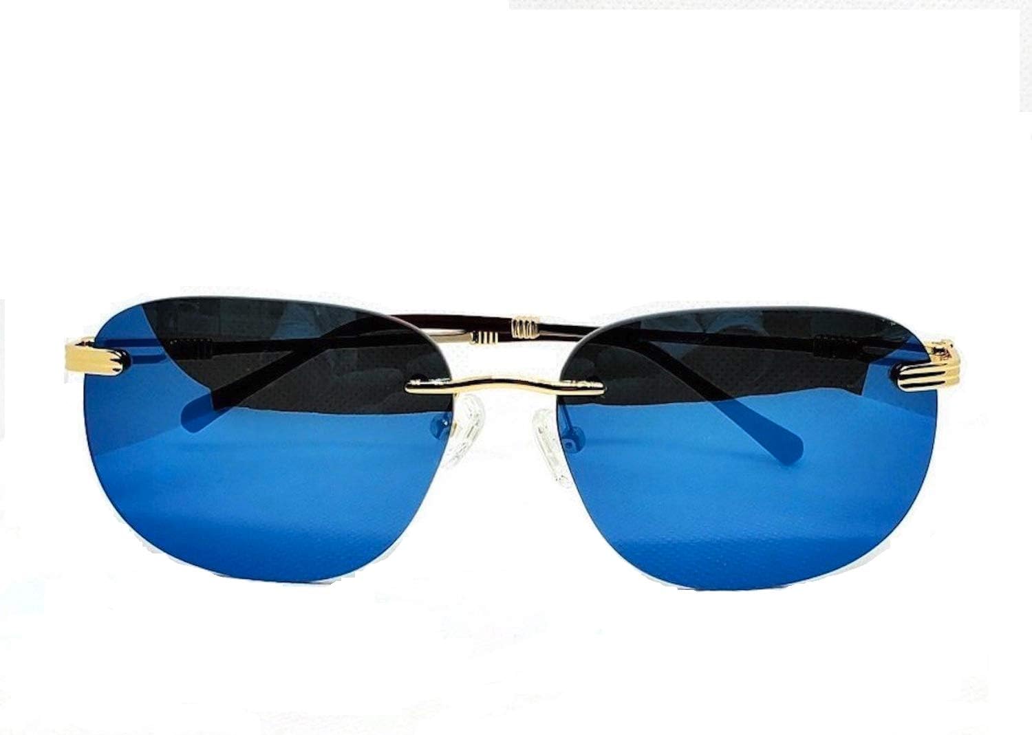 Vintage Collection Sunglasses Two Tone, Blue Lens, Model 1009 Rimless