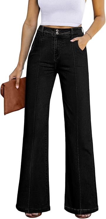 Sidefeel Womens Wide Leg Jeans High Waisted Stretch Denim Pants