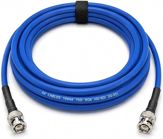 AV-Cables Belden 1694A HD-SDI BNC to BNC Cable | RG6 75 Ohm | SD, HD, 3G & 6G-SDI - Blue 200ft