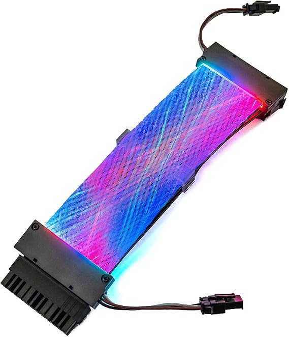 RGB Cable Extension PC Sync 24pin Male to Female Strimer RGB PSU Cable ATX Motherboard Extension Cable with Combs ARGB 5V3pin Lighting Cable Supports Aura Glowing