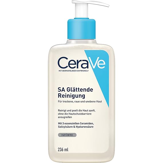 CeraVe Renewing SA Cleanser, Gently Exfoliates and Softens Skin, Non-Comedogenic and Non-Irritating, with Ceramides and Salicylic Acid, 8 fl oz