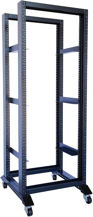 Open Rack 24U 4 Post Open Frame 19-Inch Data Network Desktop Server/Audio Rack 600MM Deep