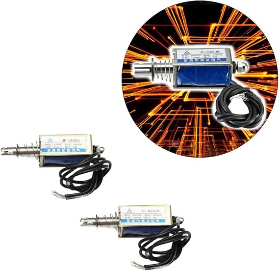 Ximimark 2Pcs JF-0530B DC12V 300mA 5N/10mm Push Pull Type DC Solenoid Electromagnet Magnete