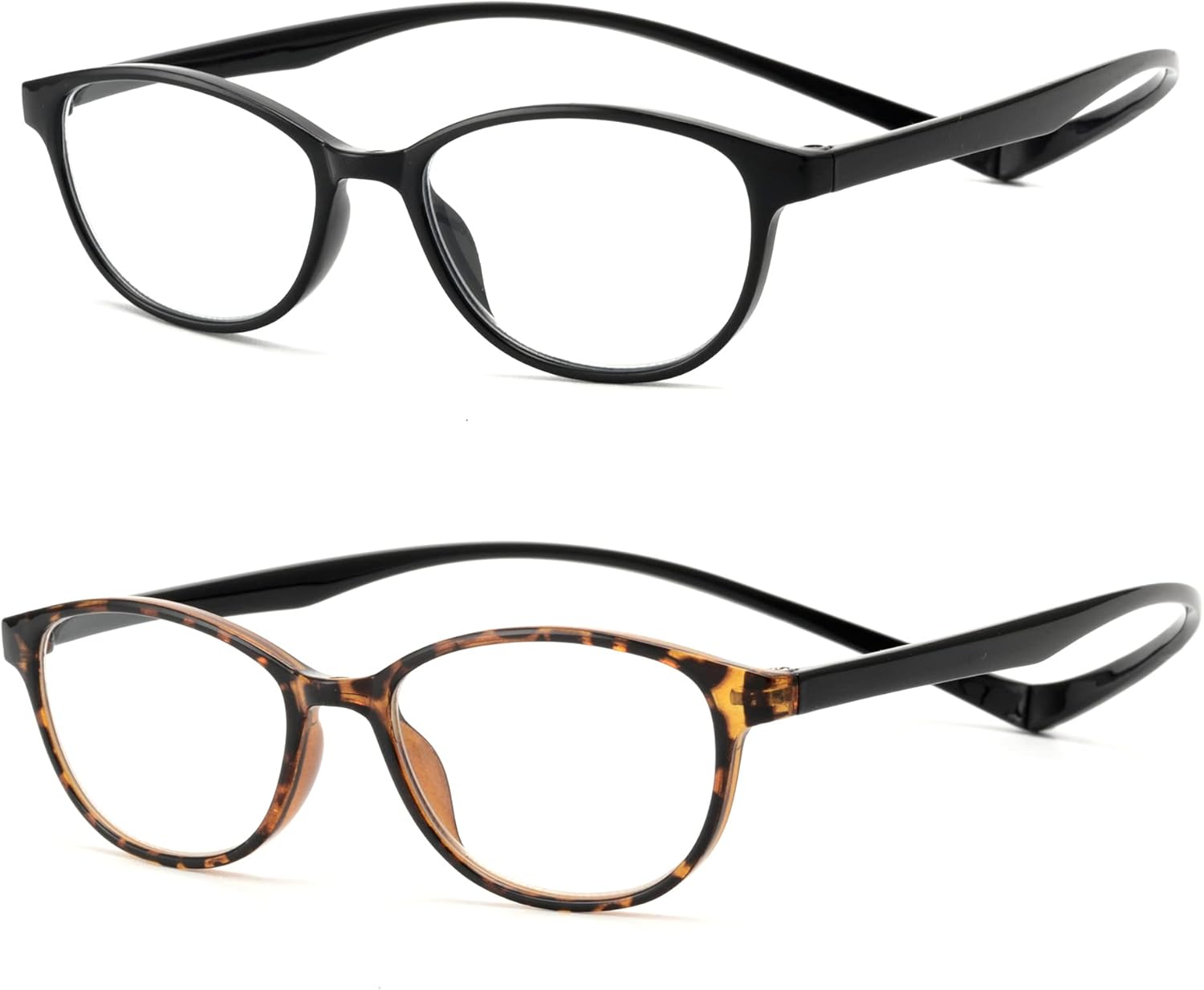 JM 2 Pack Magnetic Reading Glasses for Men Women, Hang Neck Blue Light Blocking Computer Readers Black & Tortoise 3.0