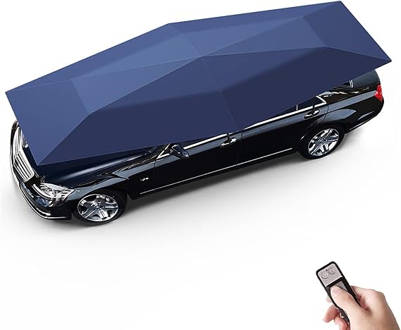 Car Umbrella for Roof,Folding Portable Car Protection,Fully Automatic Cars Cover Waterproof,Automatic Cars Umbrella Sun Shade Cover Remote Control,Waterproof All Weather (Navy Blue, 4.2m/165'')