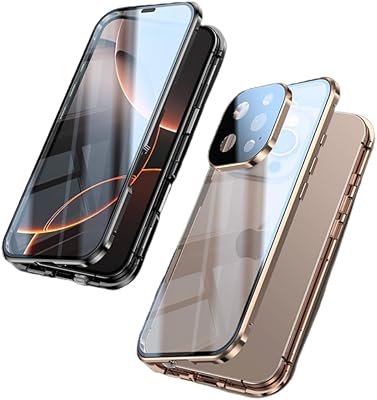 Magnetic Case for iPhone 16 Pro Max,with Lock Magnet Adsorption Camera Lens Protector HD Double-Sided Tempered Glass Aluminum Alloy Frame,Gray