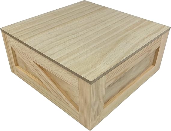 Shadow Breeze Large Wooden Box with Drop Lid | Rustic Keepsake Storage Crate (10.5" x 10.5" x 5.5")