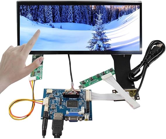 VSDISPLAY 10.3'' Touchscreen 1920x720 800 Nits Monitor with VGA AV Board | for DIY Outdoor/Automotive/Computer Display