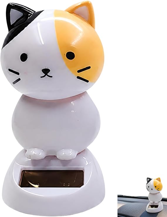 Solar Dancing Cat Figure, Wobble Bobblehead Ornament for Car Dashboard Decoration, Solar Bobble Head Figures Statues Bobbleheads and Busts Innovative Cat Solar Figure Statue Car Dashboard Decorations