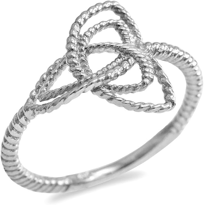 Dainty 925 Sterling Silver Twisted Style Rope Band Trinity Knot Ring (Size 7.75)