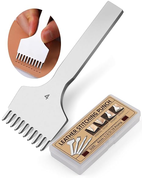 Leather Stitching Punch, 10 Prong Leather Fork Prong Punch 4mm