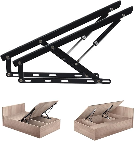 Bed Lift Mechanism, Mechanism Heavy Duty Gas Spring Bed Storage Lift Kit, Space Saving DIY Project, for Storage Bed Box Or Sofa Bed, 2Pcs Sofa Lift Mechanisms, Lifter Hardware, Heavy Duty Hinges(1.5m)
