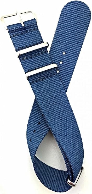 NewLife 22mm Navy Blue, Nylon Fabric Watchband | Vintage, Heavy Duty, Military Style Replacement Wrist Watchstrap That Brings to Any Watch for Men and Women - Navy Blue