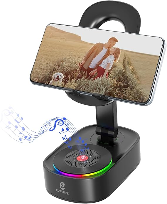 ZOWEETEK Bluetooth Speaker with Phone Stand & Foldable