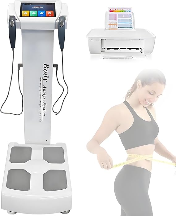 Professional Intelligent Human Body Fat Scale Element Health Analyzer Machine Printer Body Composition Body Mass Scanner Measurement Full Body Health Analyzer White