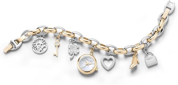 Anne Klein Women's Premium Crystal Accented Charm Bracelet Watch