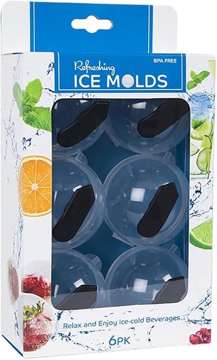 Evriholder Refreshing Ice Molds, Ice Ball Makers, Ice Sphere Molds, Pack of 6