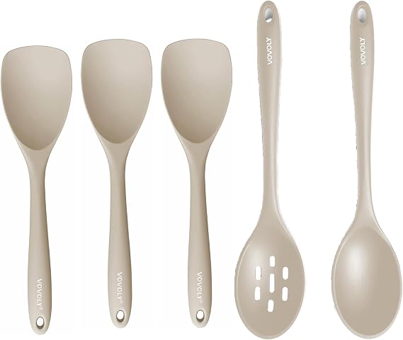 Silicone Spatula Spoon and Large Cooking Spoon Bundle,High Heat Resistant Utensils for Serving, Baking,