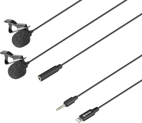 BOYA BY-M2D - Digital Dual Lavalier Microphones for iOS Devices, Black