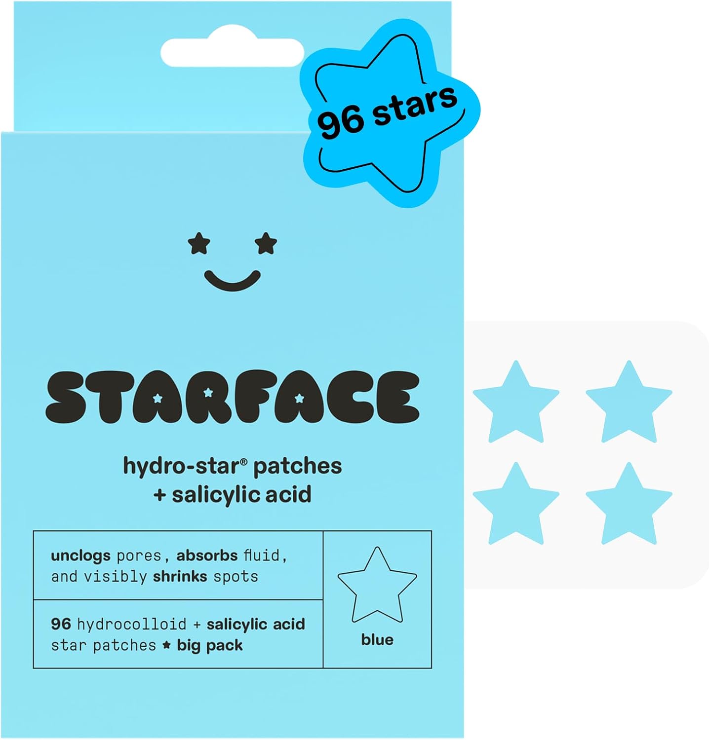 Starface Hydro-Star Salicylic Acid Patches BIG PACK, Helps Unclog Pores and Shrink Spots, Absorb Fluid and Reduce Redness, Hydrocolloid, Vegan and Cruelty-Free Skincare 96 Count