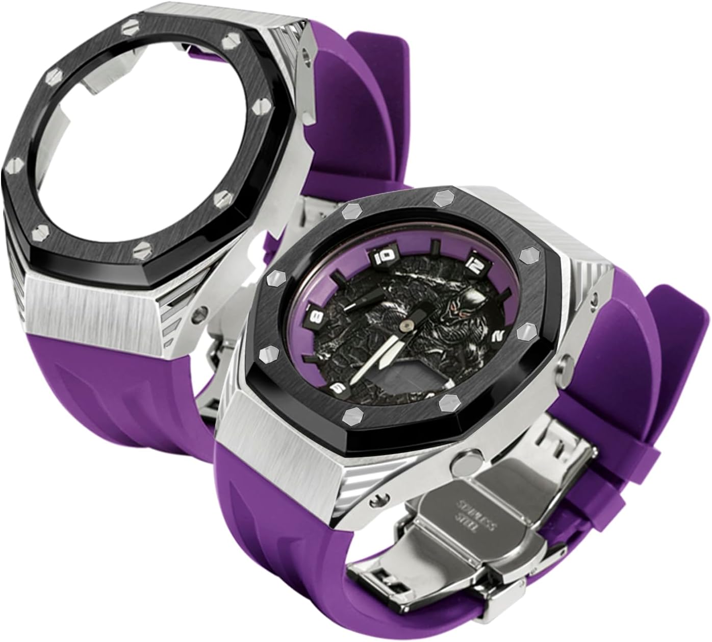 Stainless Steel Case with Fluorine Rubber Strap - Modification Kit for Men's Watches GA-2100/GA-2110/GM-2100/GA-B2100