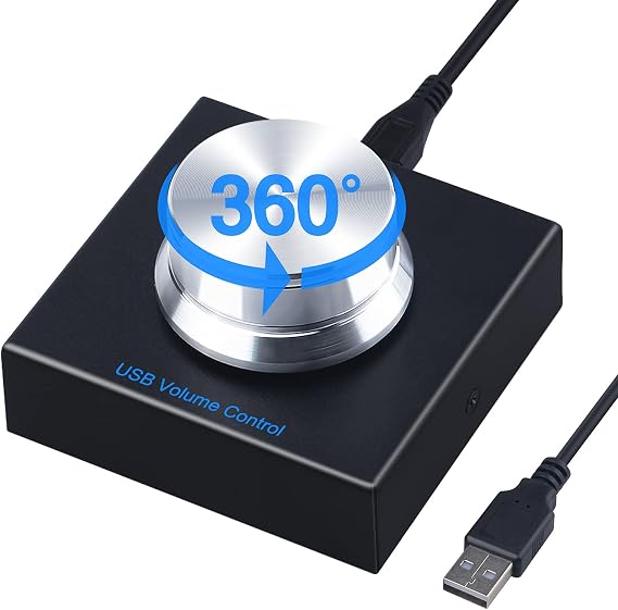 USB Volume Control Knob,Multimedia Controller with One-Click Mute Function,Audio Adjuster Compatible with Win7/8/10/XP/Mac/Vista/Android/IOS