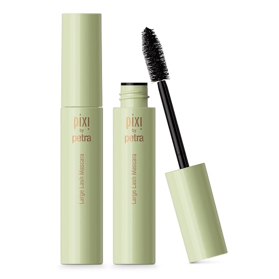 Pixi Large Lash Mascara | Extreme Volume & Lengthening Mascara with Vitamin E, Panthenol & Bamboo | Smudge-Proof & Water-Resistant | Buildable & Clump-Free | No.1 Bold Black | 0.4 fl oz