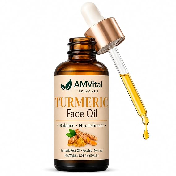 AMVital Turmeric Face Oil with Jojoba Rosehip and Moringa, 1 fl oz