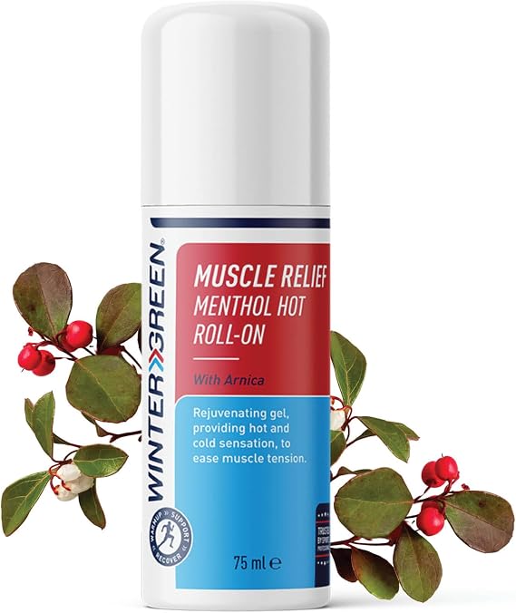Wintergreen Muscle Relief Menthol Hot Gel Roll-On - Fast-Acting Pain Relief for Muscle Aches, Joint Pain & Inflammation - Infused with Arnica Oil and Menthol for Cold-Hot Sensation